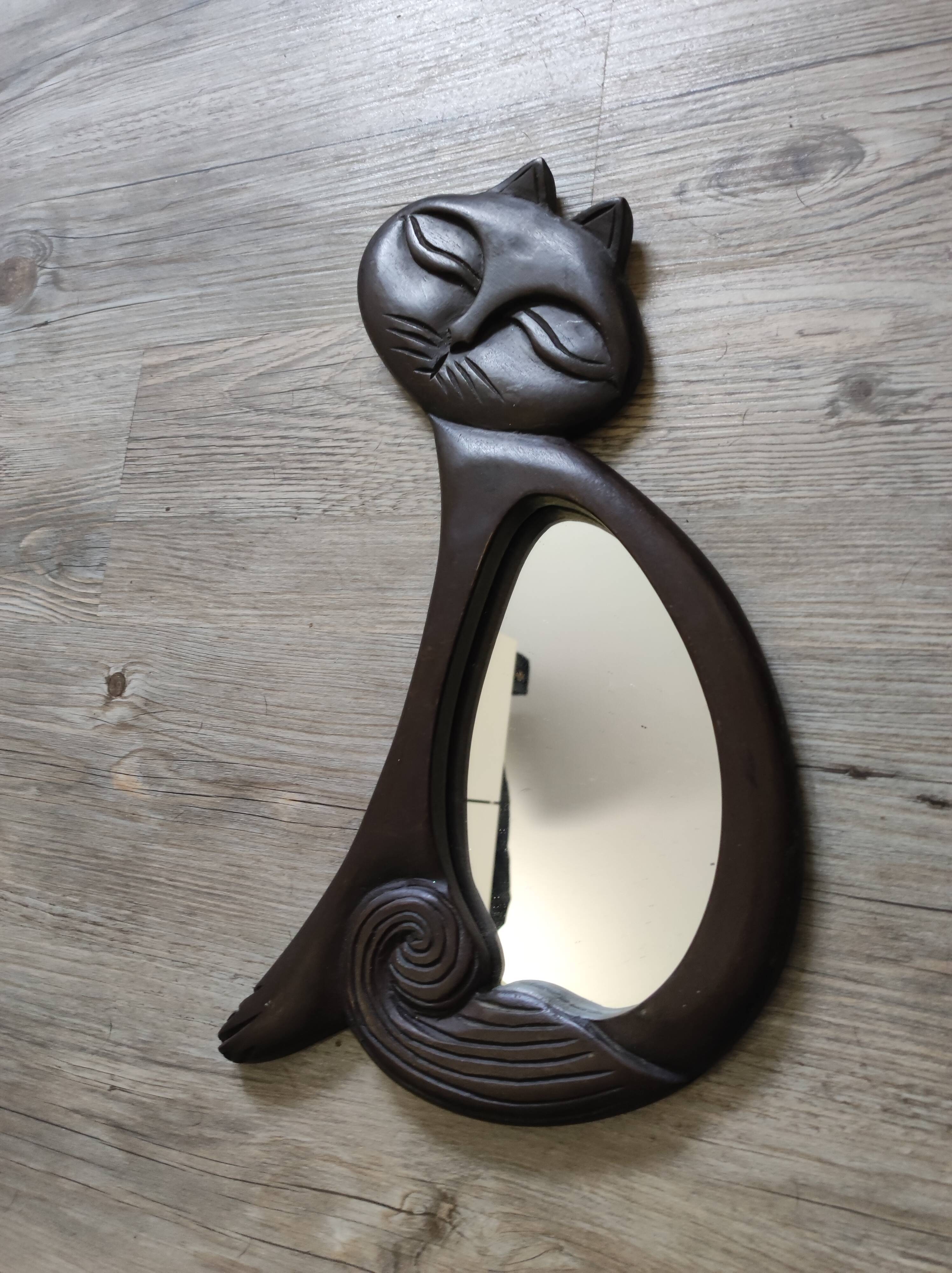 Mirror cat frame wood vintage