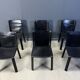 Vintage black leather dining chairs by Cidue, set of 6 - 1980s