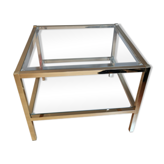 Brass table bevelled glass