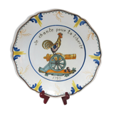 Geo Matel earthenware plate copy of old Nevers model 'I sing for freedom'