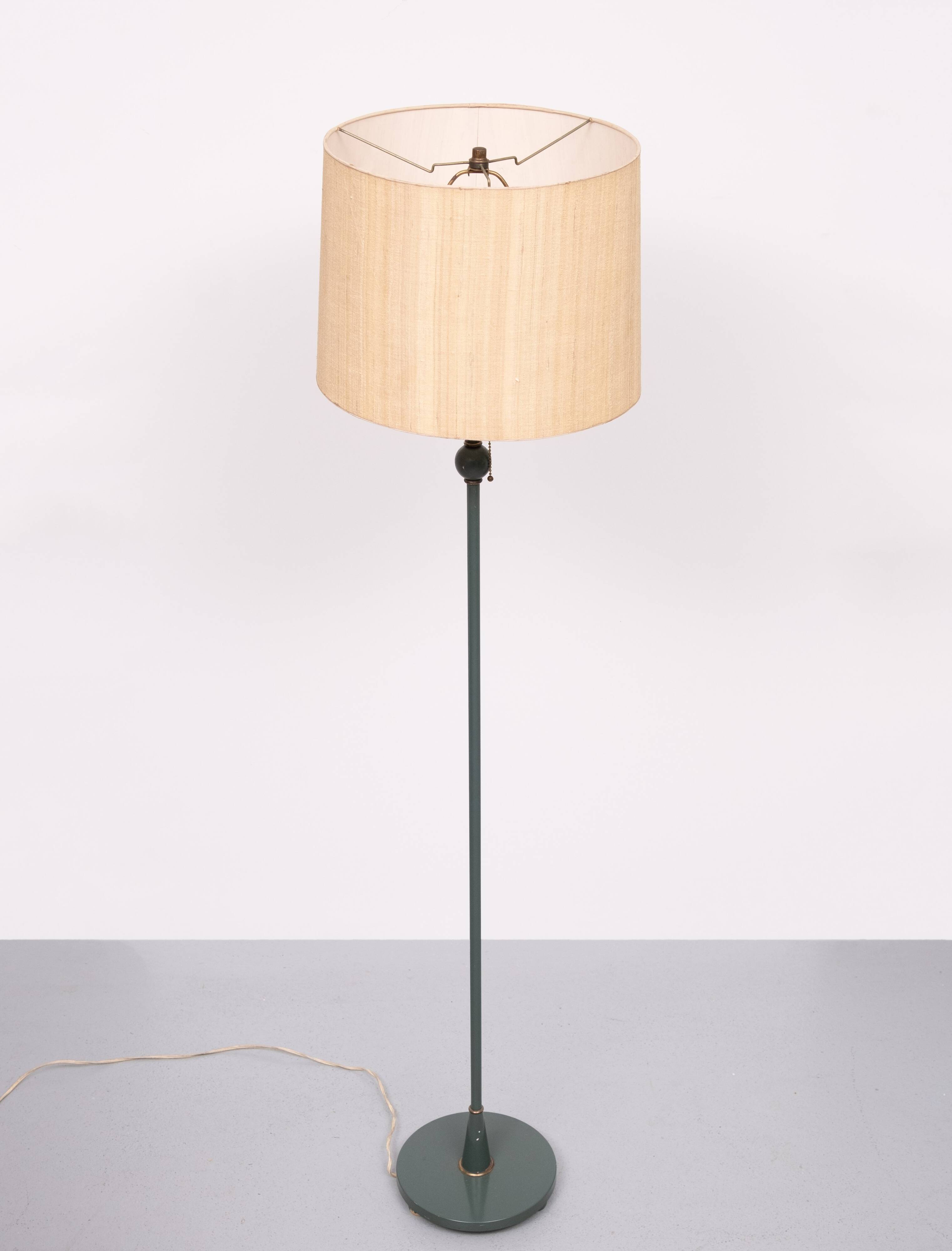 Classic Green color wooden floor lamp 1950s France