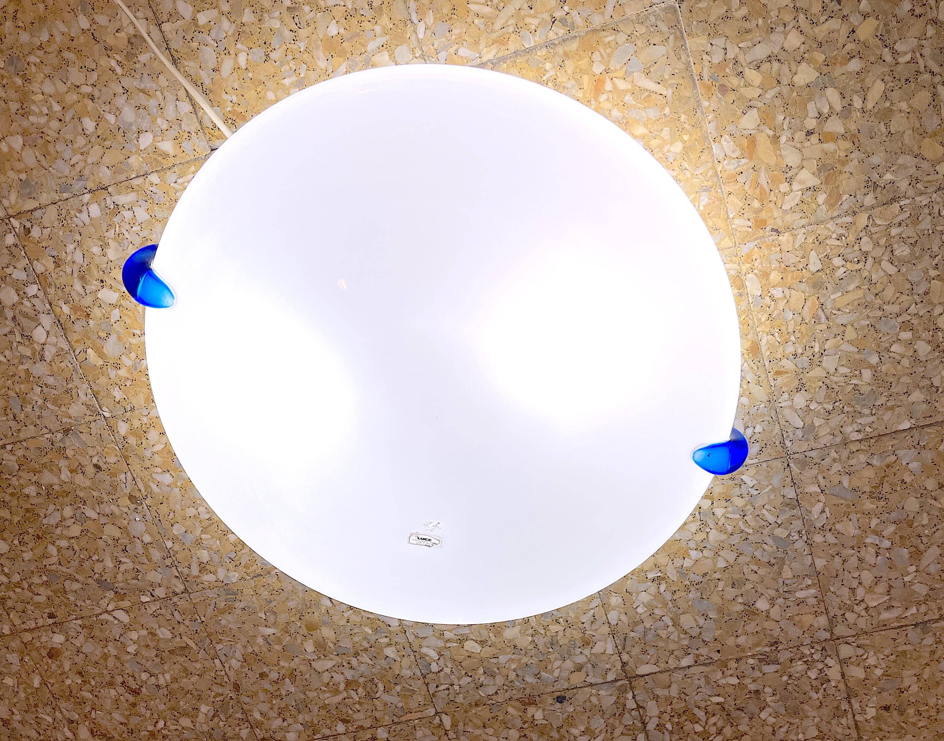 Large white Murano glass ceiling light, Italy, 1980s