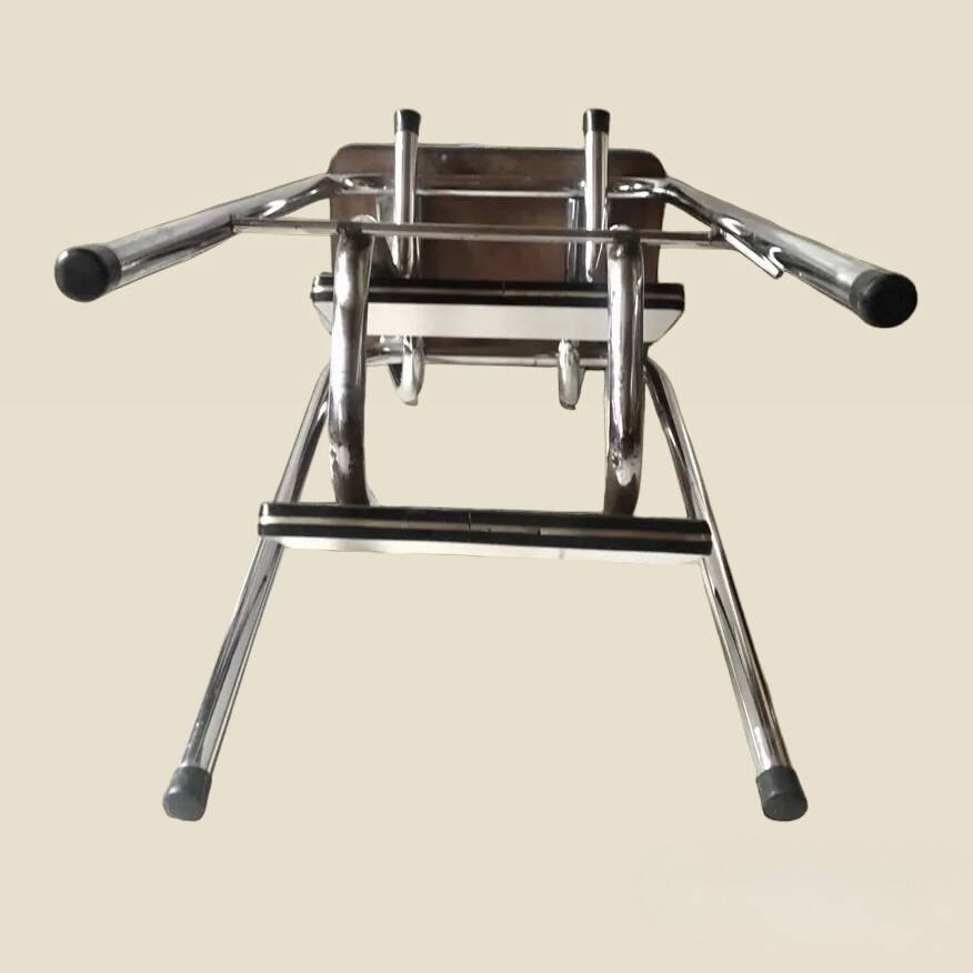 Vintage stepladder in Formica, wood and chromed metal