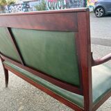 Empire style bench in mahogany and green leather