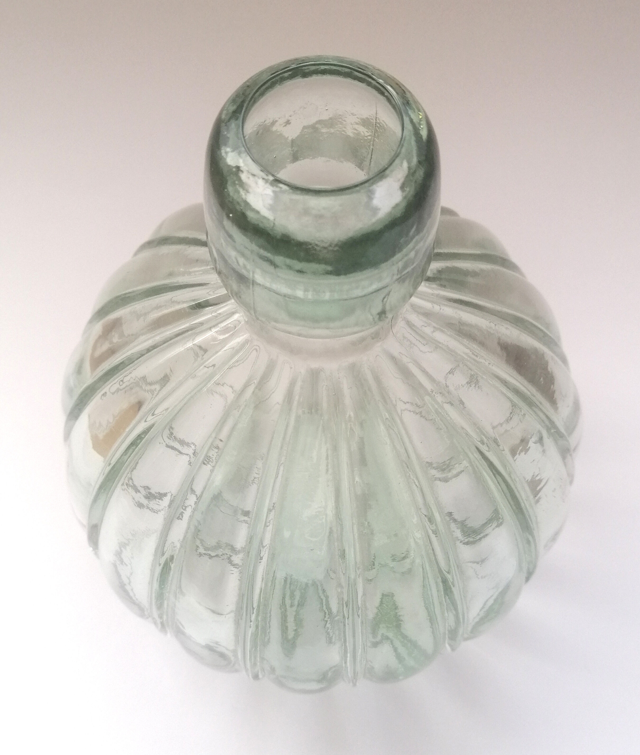 Ribbed glass carafe