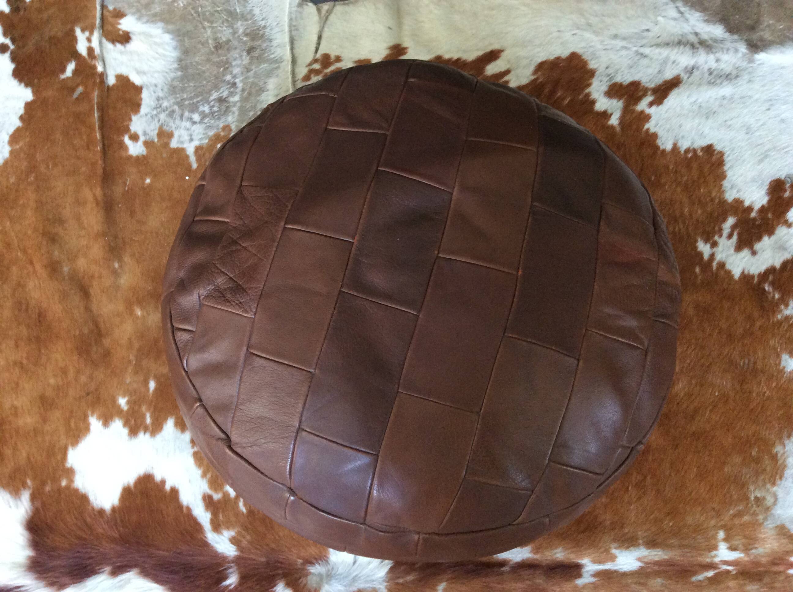 Pouf en cuir patchwork