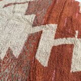 Moroccan Berber carpet Boujaad orange and ecru with colorful details 215x176cm