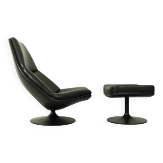 Fauteuil lounge Artifort F588 et ottoman P585 par Geoffrey Harcourt, années 1960