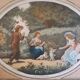 Antique print, country scene, entitled "the twins", engraved by G.Schlumberger (1807-1862)