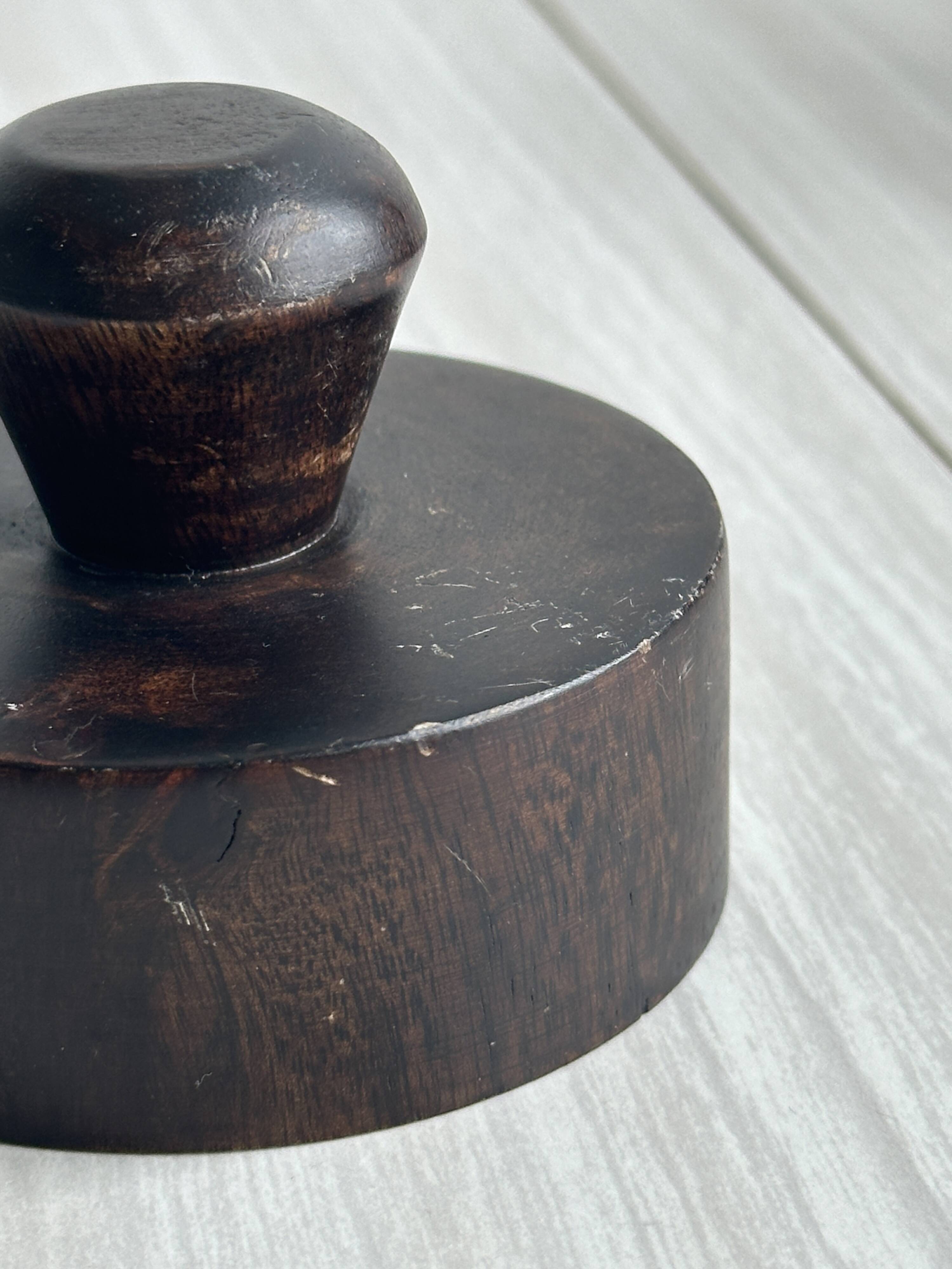 Old brutalist style wooden pot.