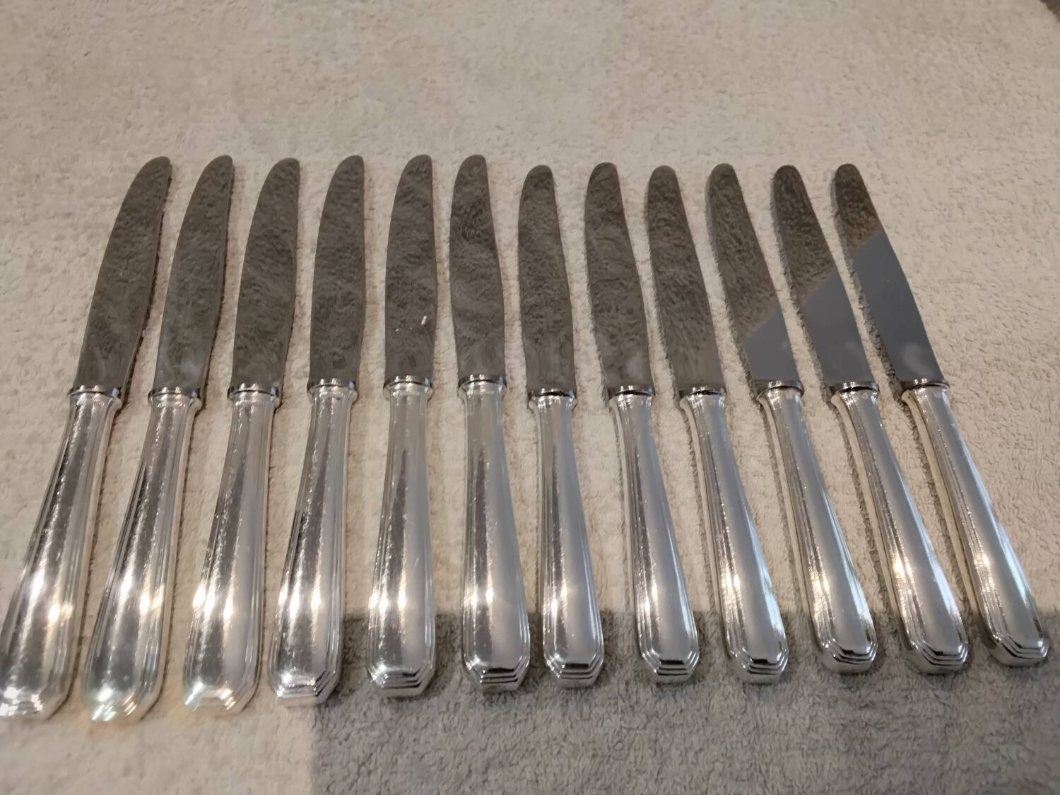12 silver-plated dessert knives by Christofle America