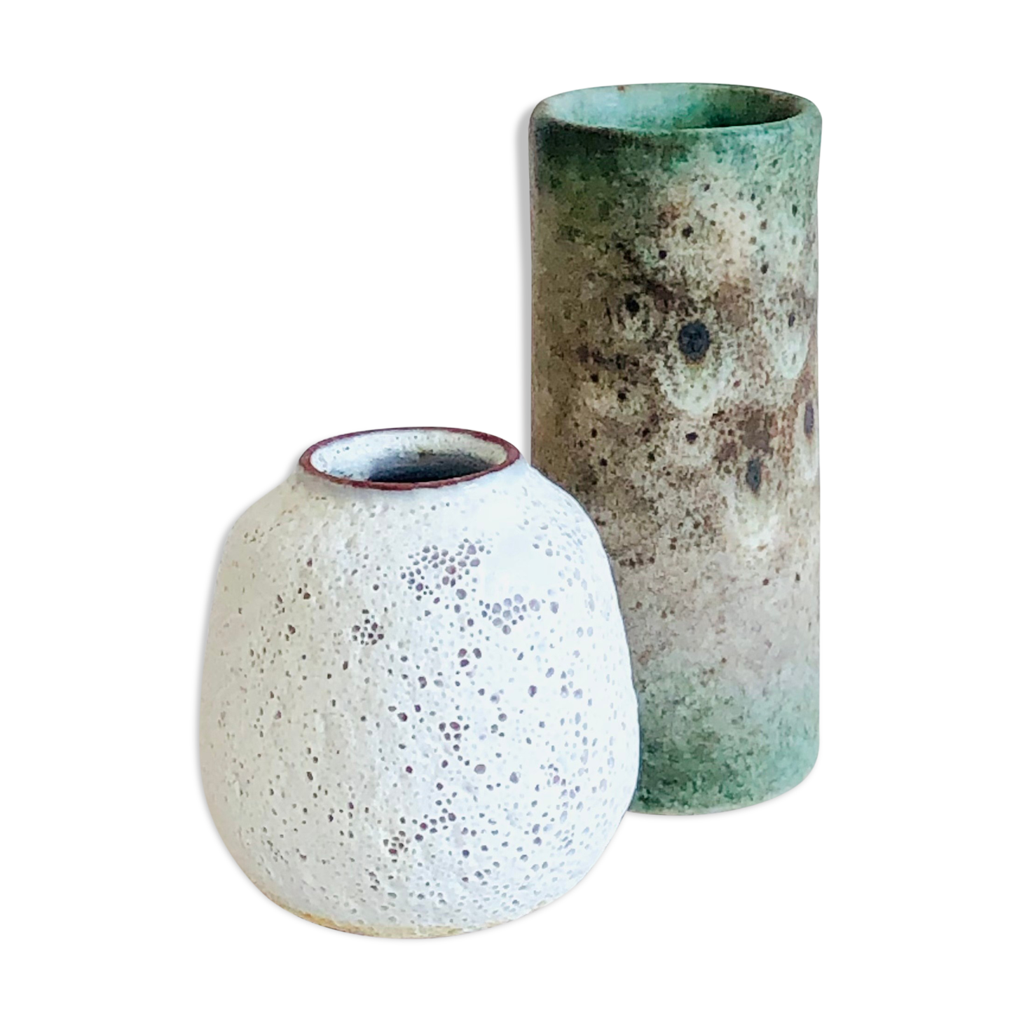 Duo of small sandstone vases