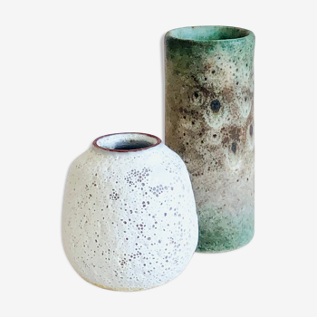 Duo of small sandstone vases