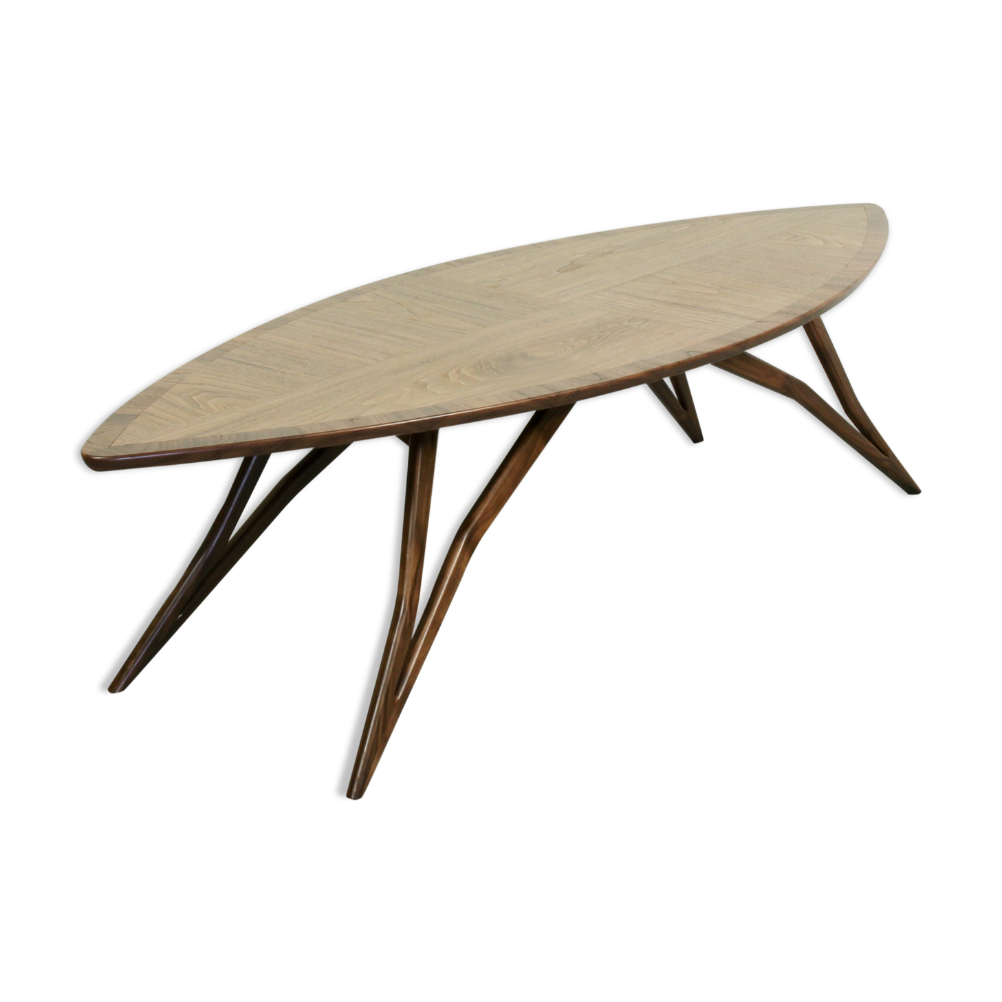 Mid century style curved american nut coffee table