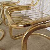 Set of 6 Vintage Gold Chrome Dining Chairs: Italian Mid-Century Design