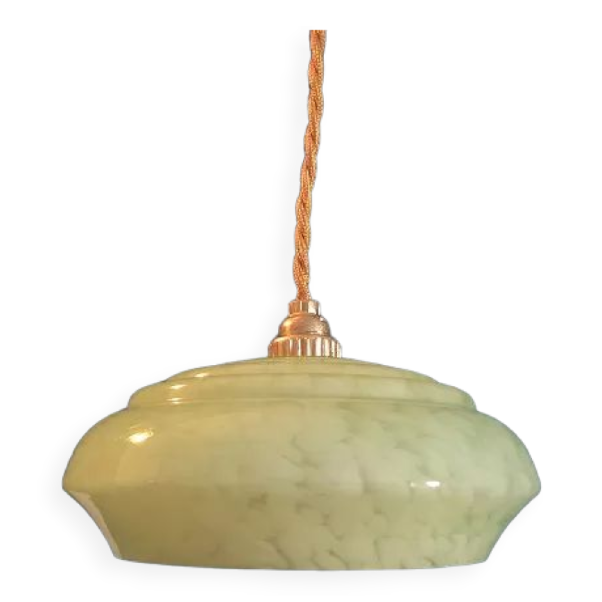 Suspension lampshade corole glass Clichy pale green
