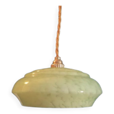 Suspension lampshade corole glass Clichy pale green
