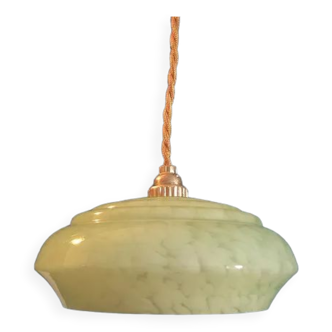 Suspension lampshade corole glass Clichy pale green