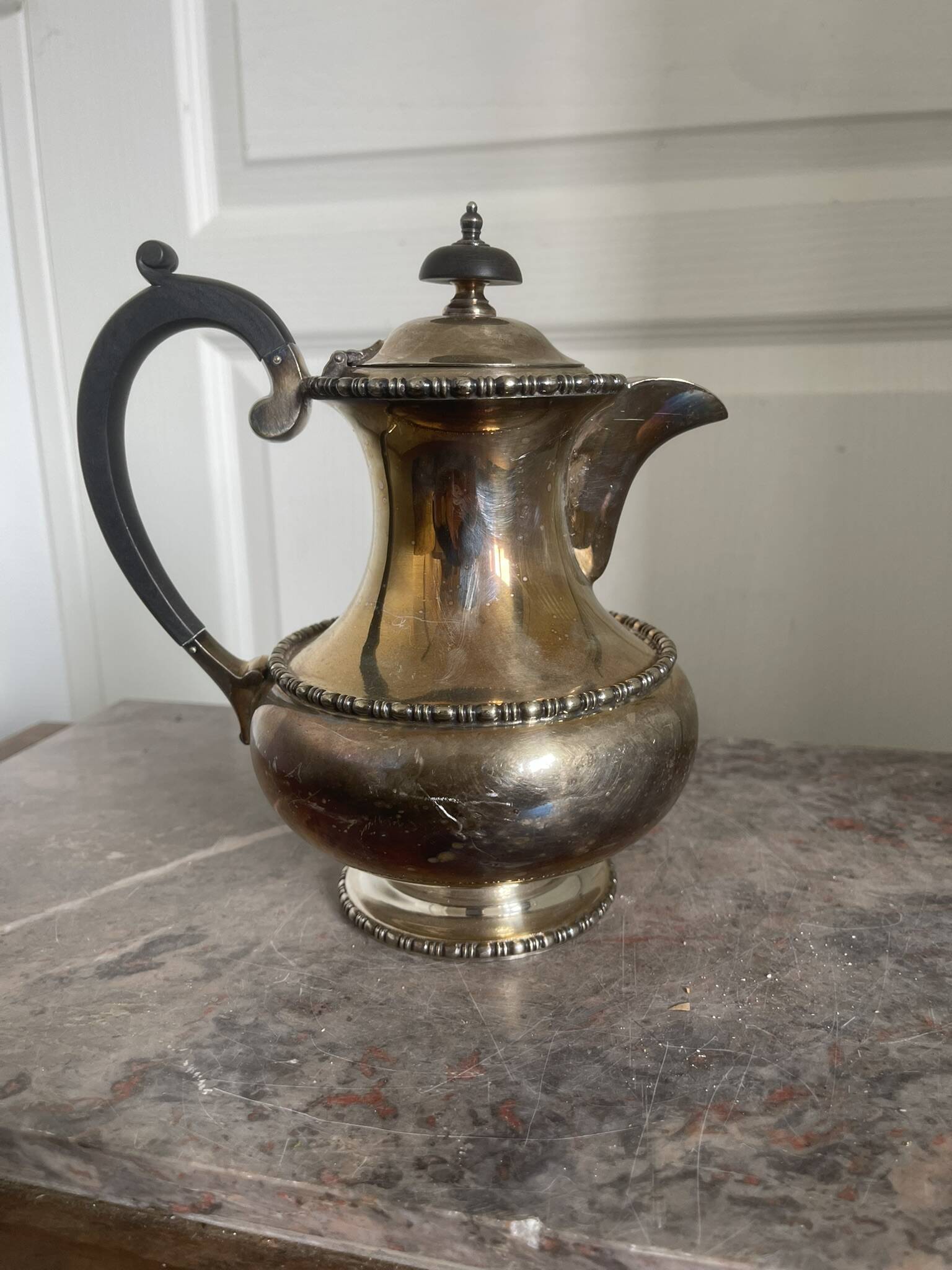Antique Silver-Plated Metal Teapot English Sheffield