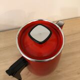 Red enamel coffee maker with filter