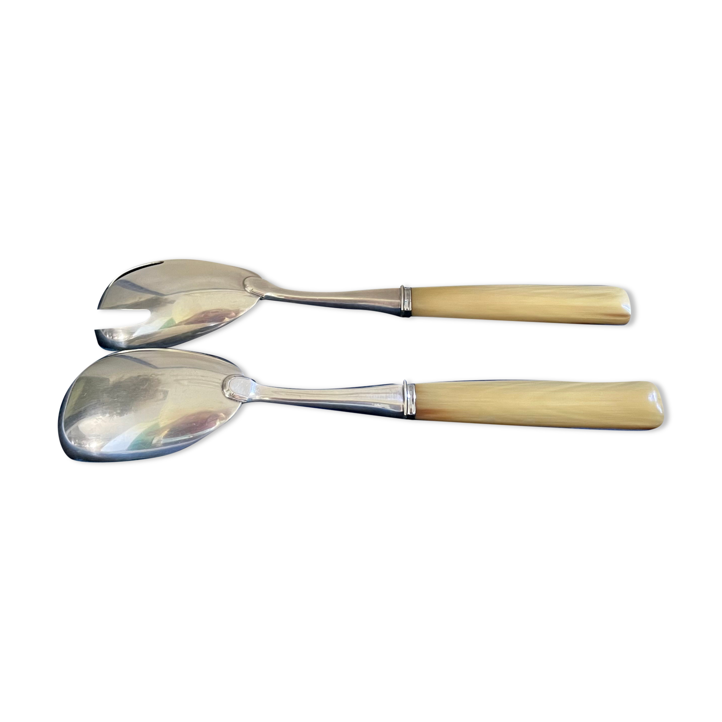 Cutlery to serve silver metal and horn