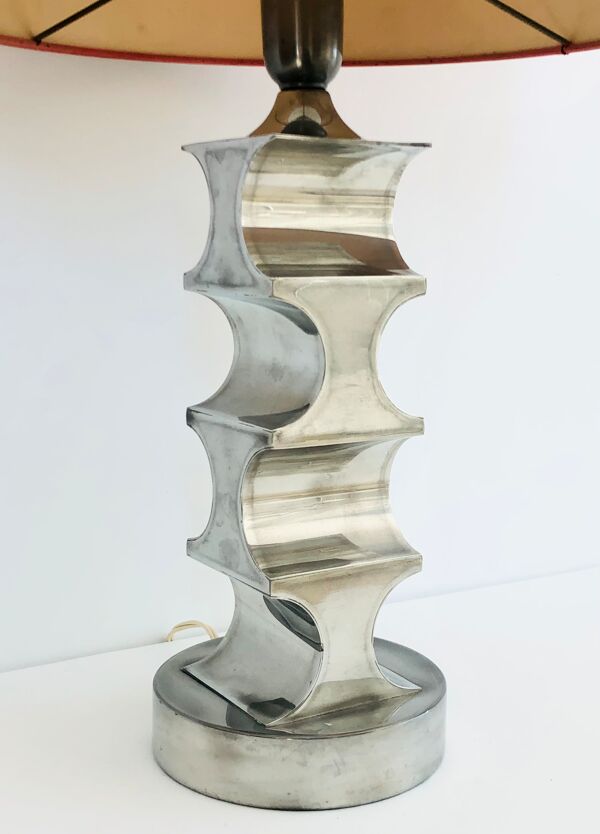 Lampe de salon vintage base en étain, Italie années 60