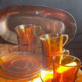 Presentation dish 60s amber