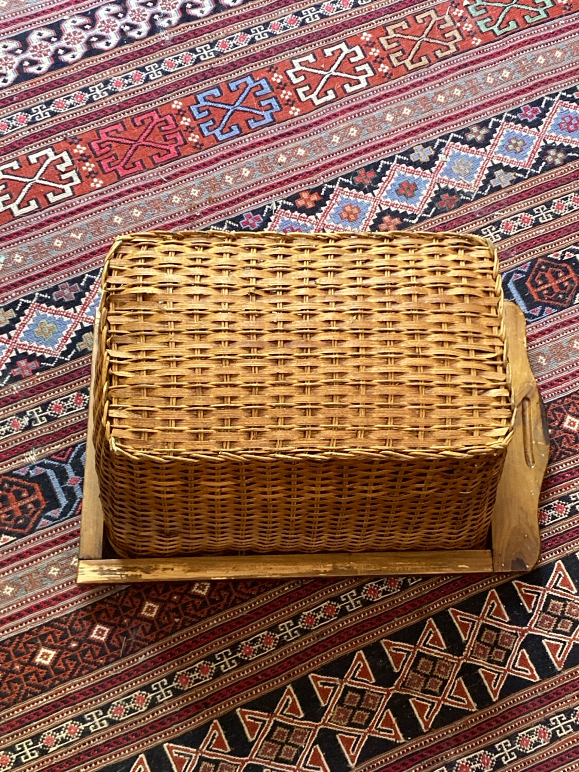 Wicker and wood basket