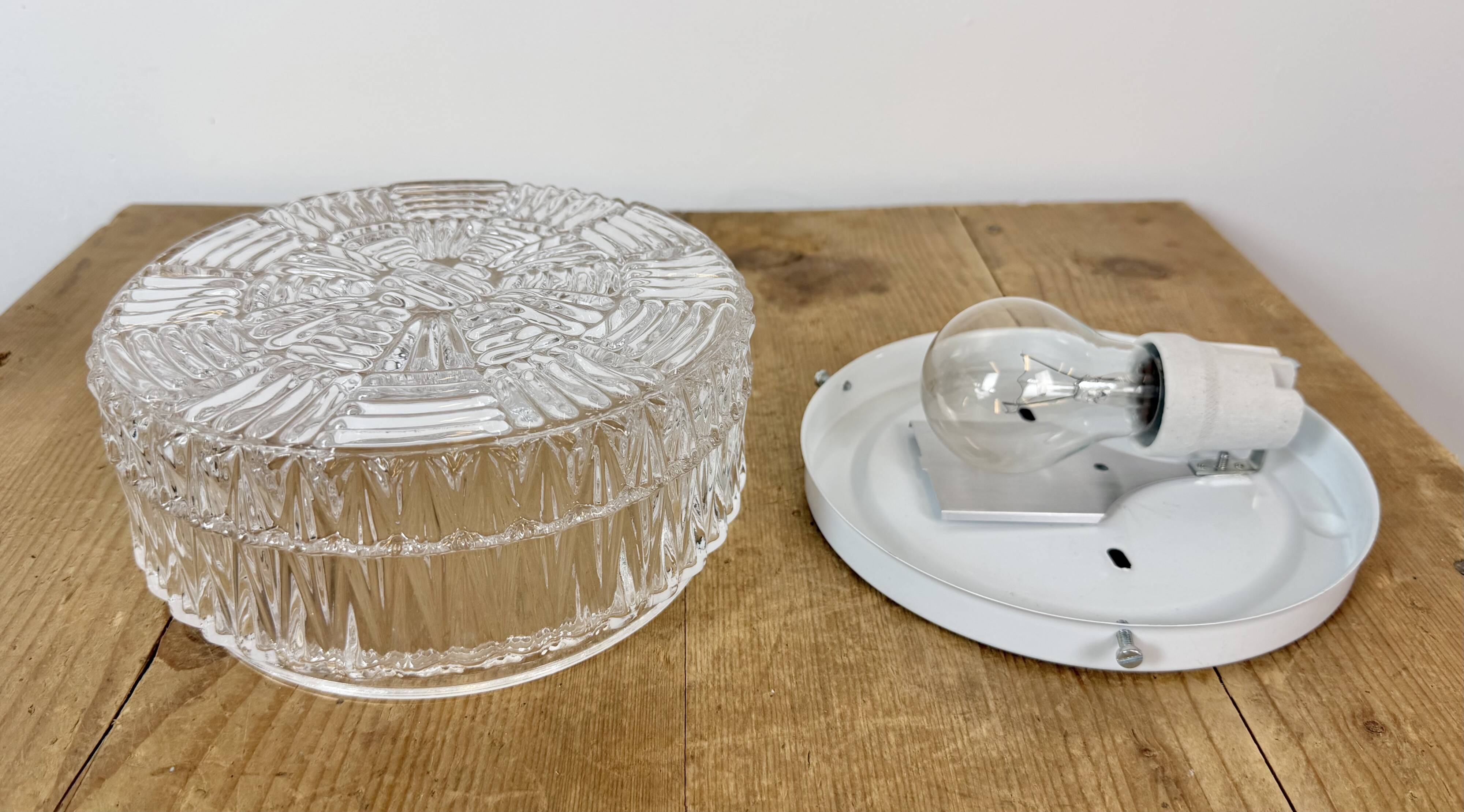 Vintage Glass Wall or Ceiling Light, 1970s