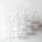 Set of 10 Vintage Crystal Champagne Flutes, Clear Italian Stemware