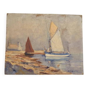 Tableau huile sur panneau - marcel