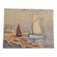 Oil painting on panel of sailing boats near the shore signed marcel canet.