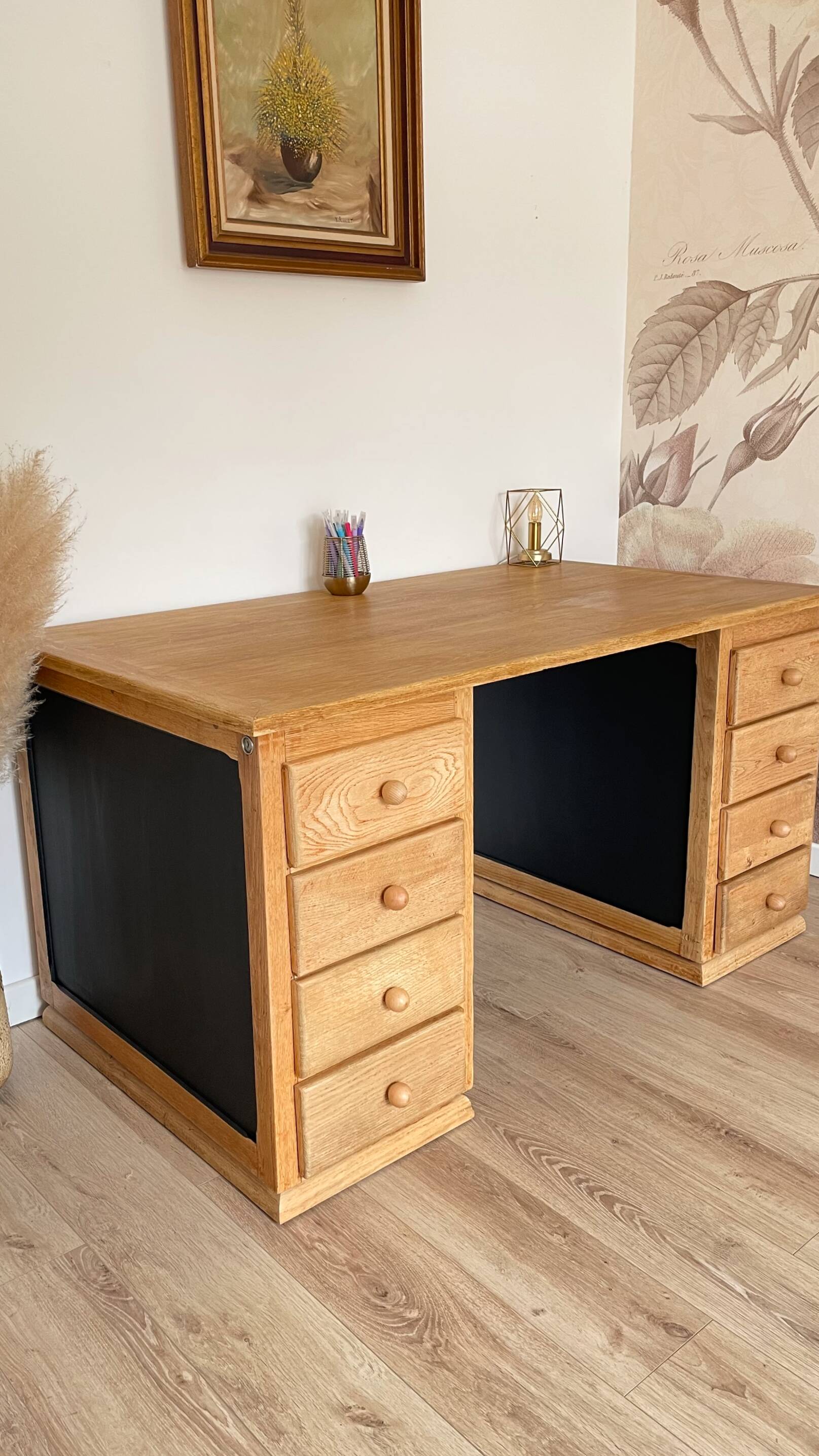 Large solid oak desk