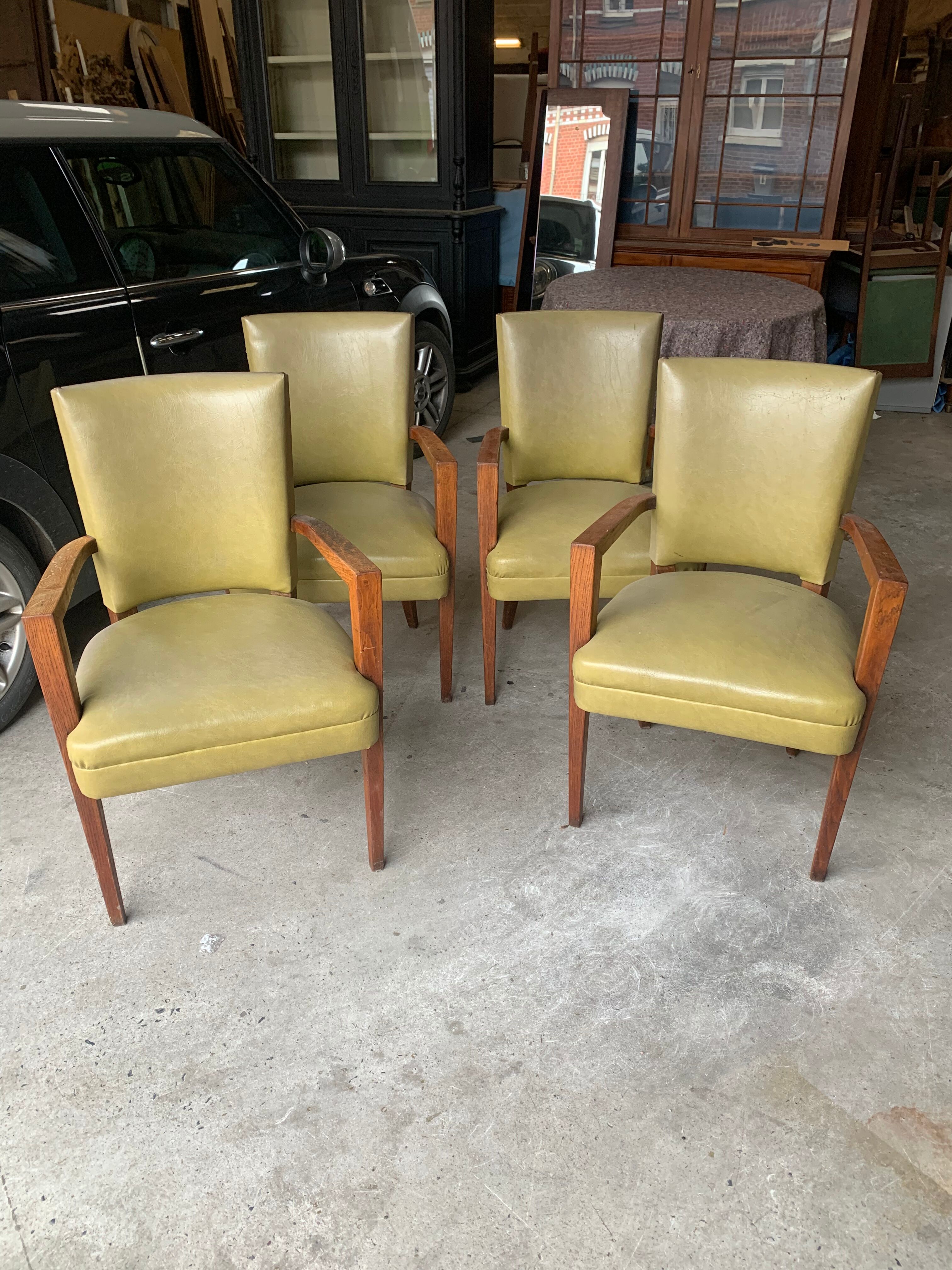 Suite of four art deco armchairs