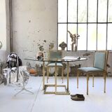 Octagonal table Italy 70 glass and brass