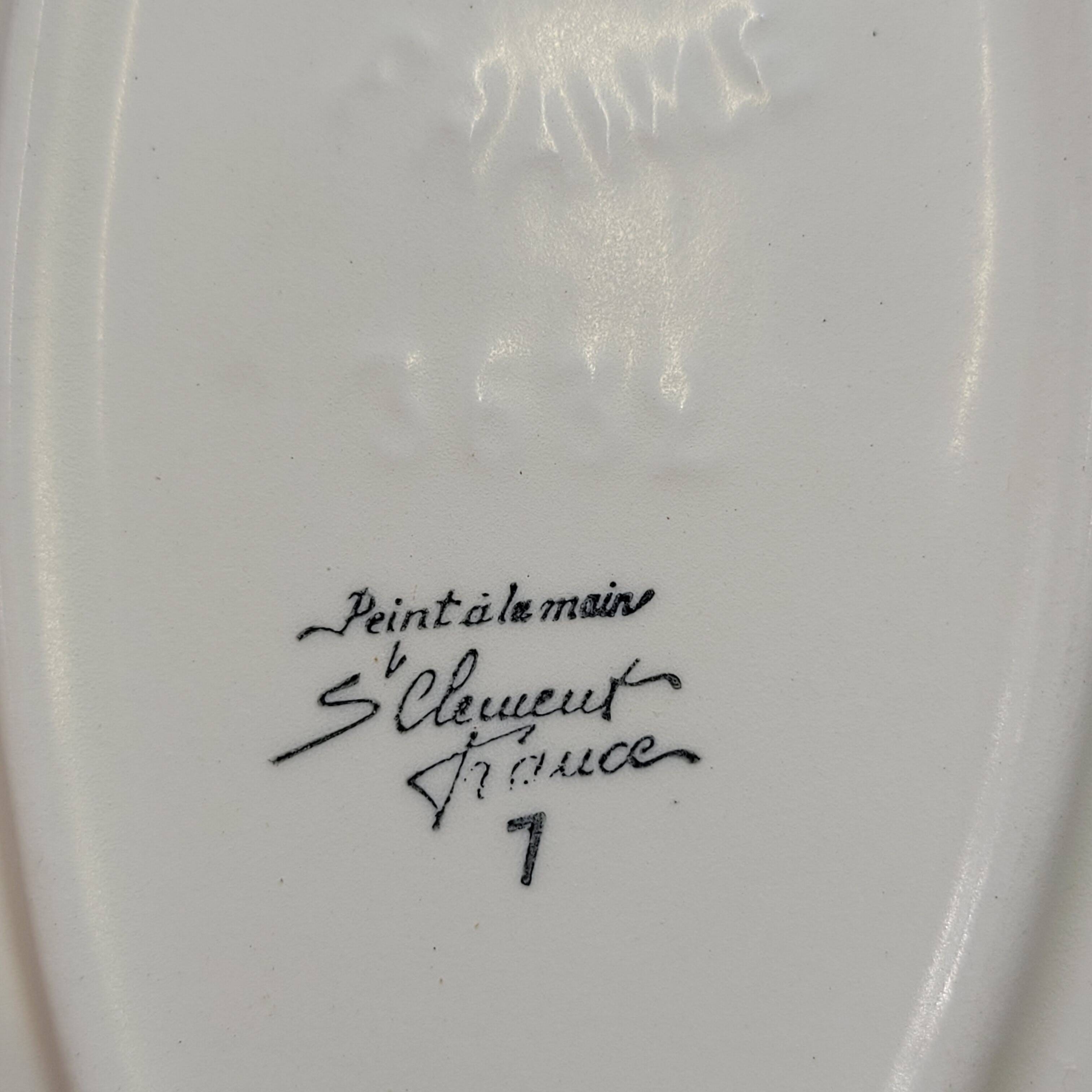 2 Oval Plates Dishes Saint Clément France Vintage Hand Painted