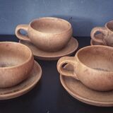 4 stoneware cups and sub-cups