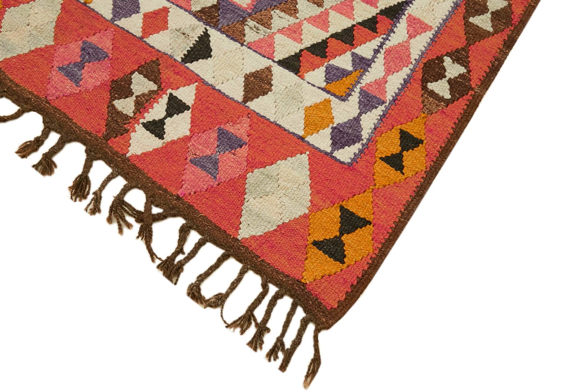 Turkish Handwoven Vintage Herki Kilim 92 cm x 292 cm