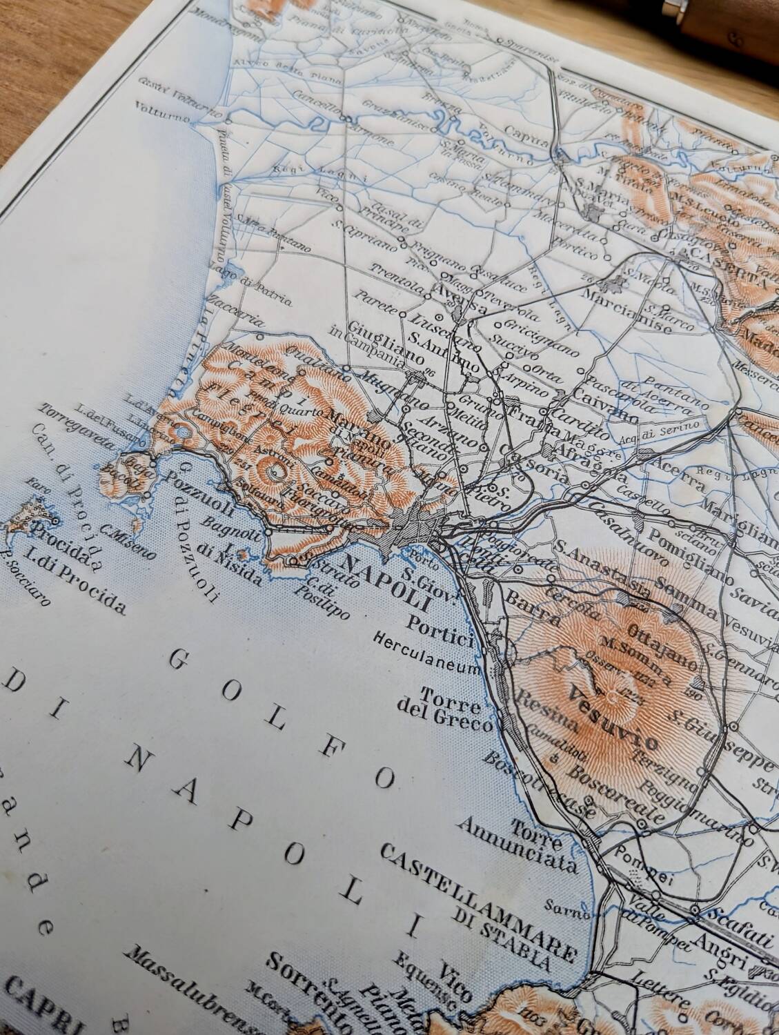 Printed in 1909, Bays of Naples and Salerno, Italy.