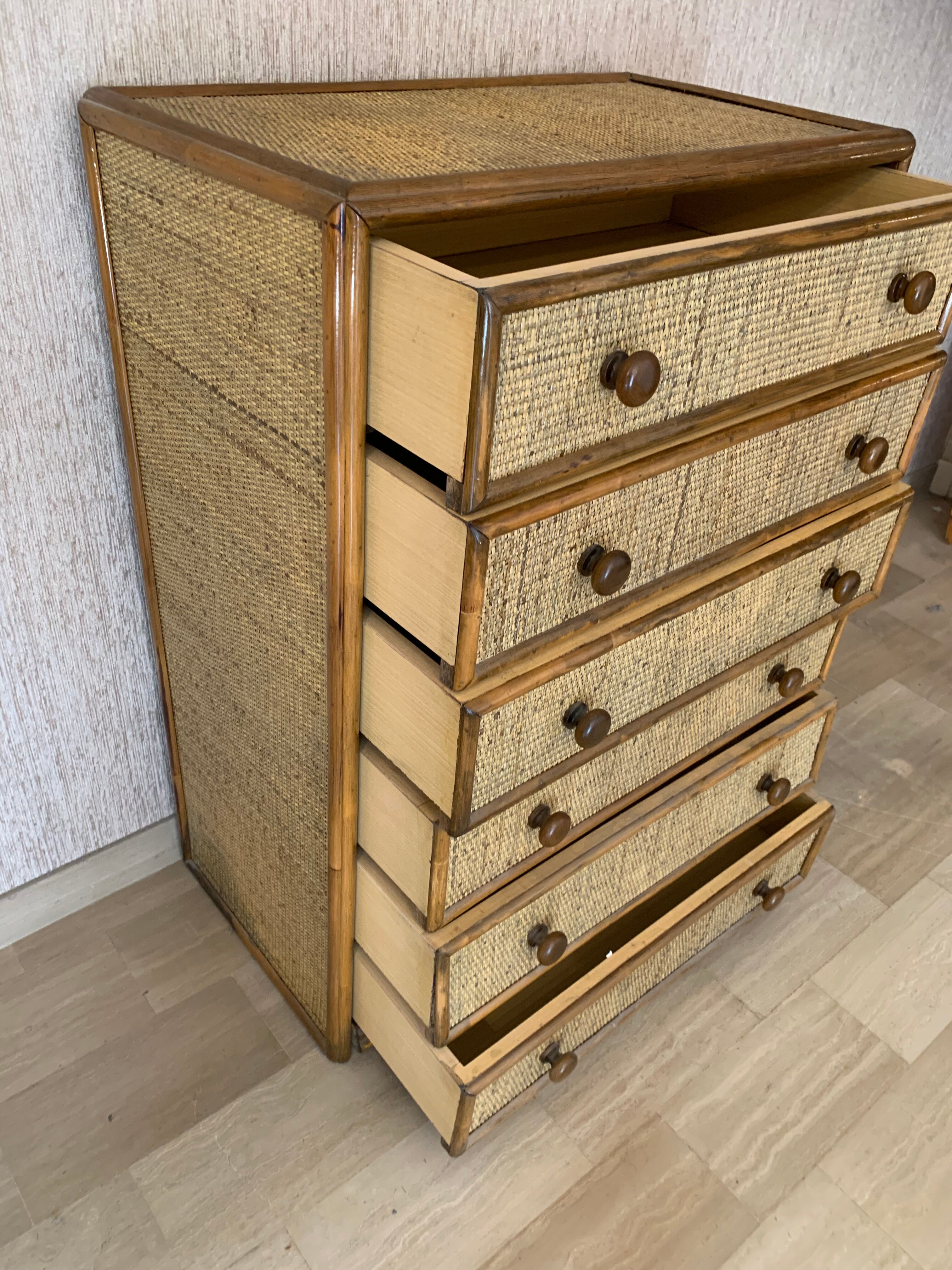 Maugrion, chest of drawers rattan  1960