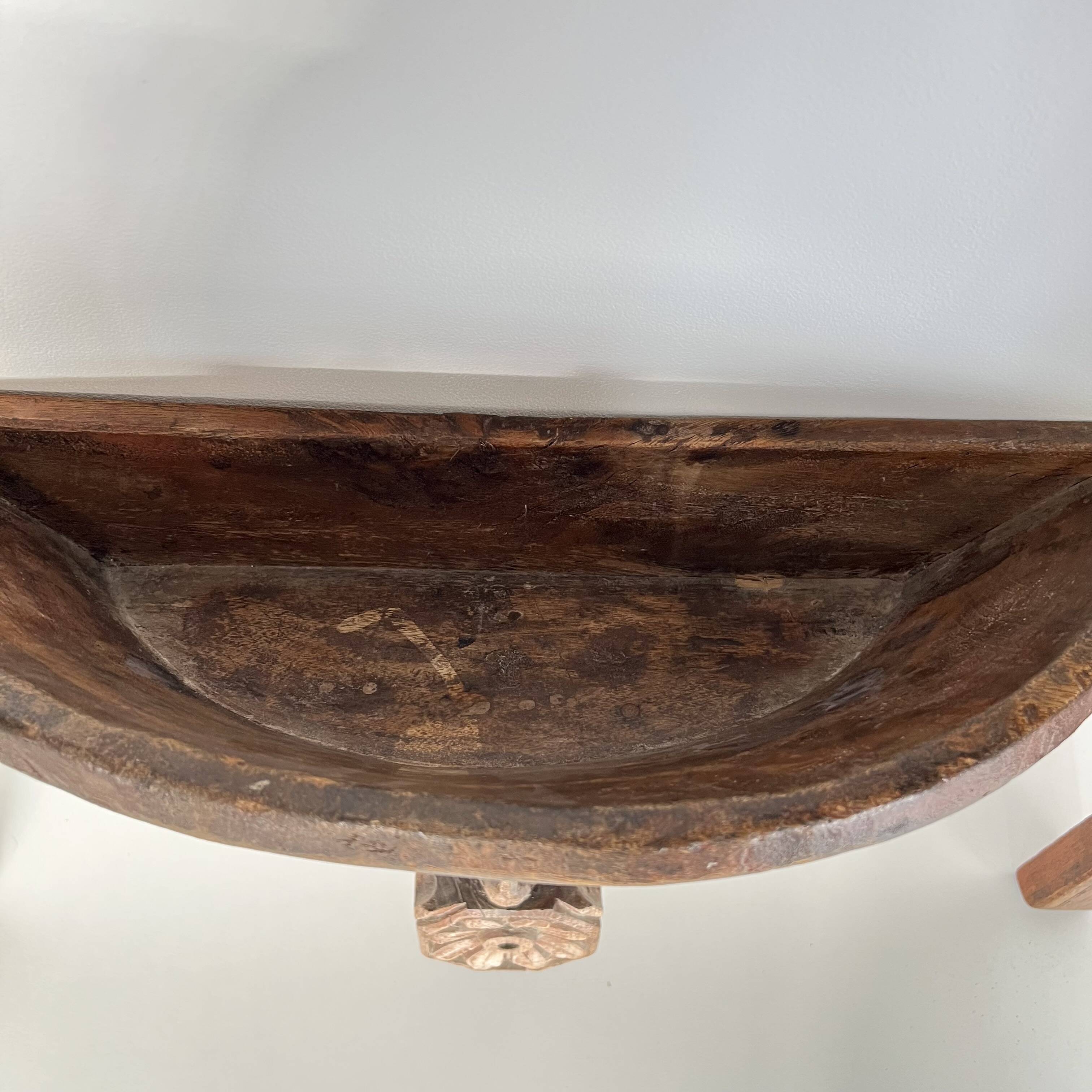 Set of 3 antique wall console lights, carved wooden shelves