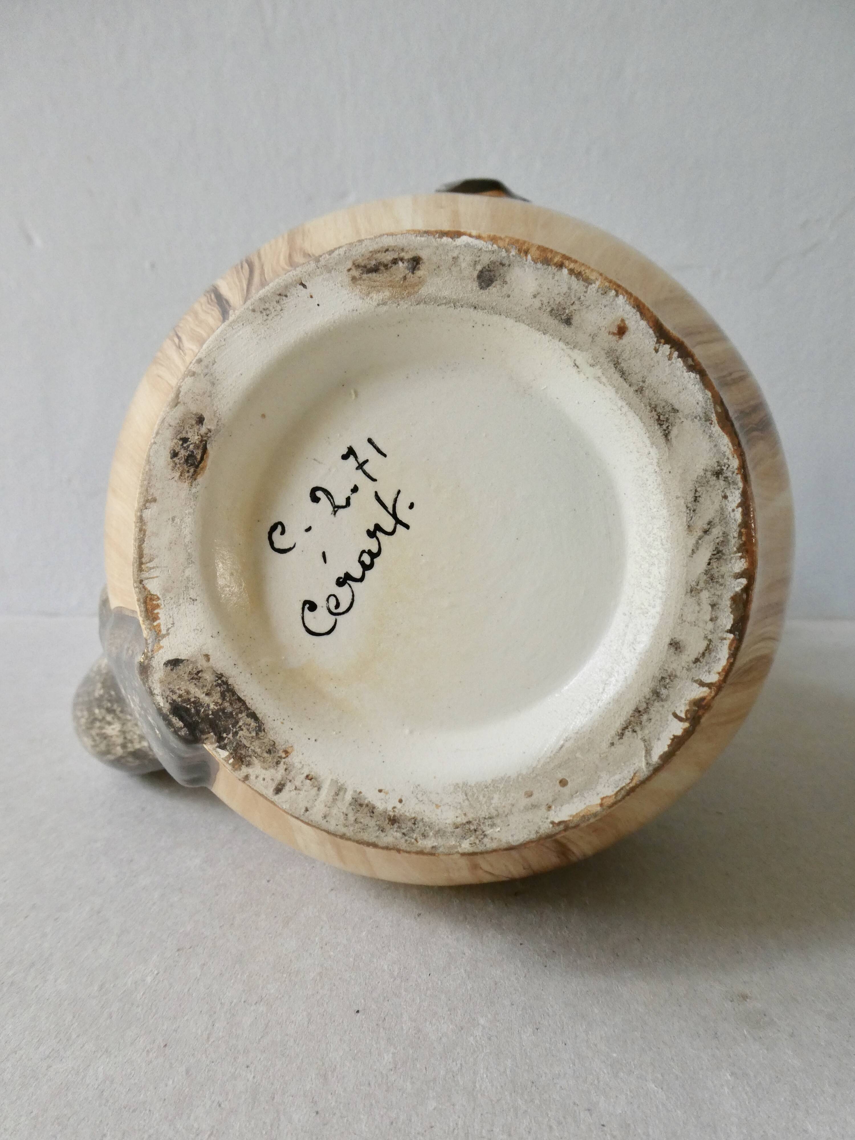 Ceramic pitcher imitation wood, Cerart, 70s