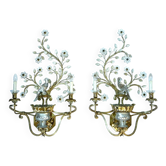 Set of 2 Large Italian Crystal Glass Sconces from Banci Firenze, 1960s