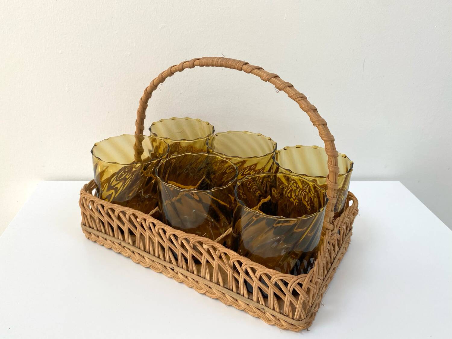 1970s rattan glass holder