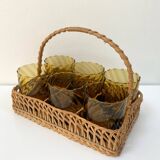 1970s rattan glass holder