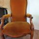 Voltaire armchair with amber velvet rack and pinion