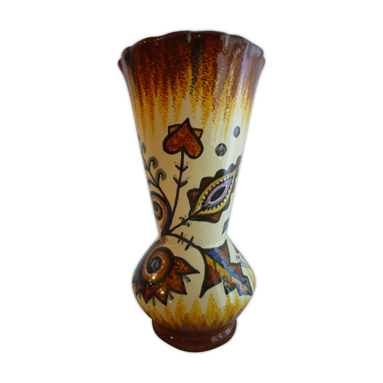Quimper ceramic vase signed "Fouillen"