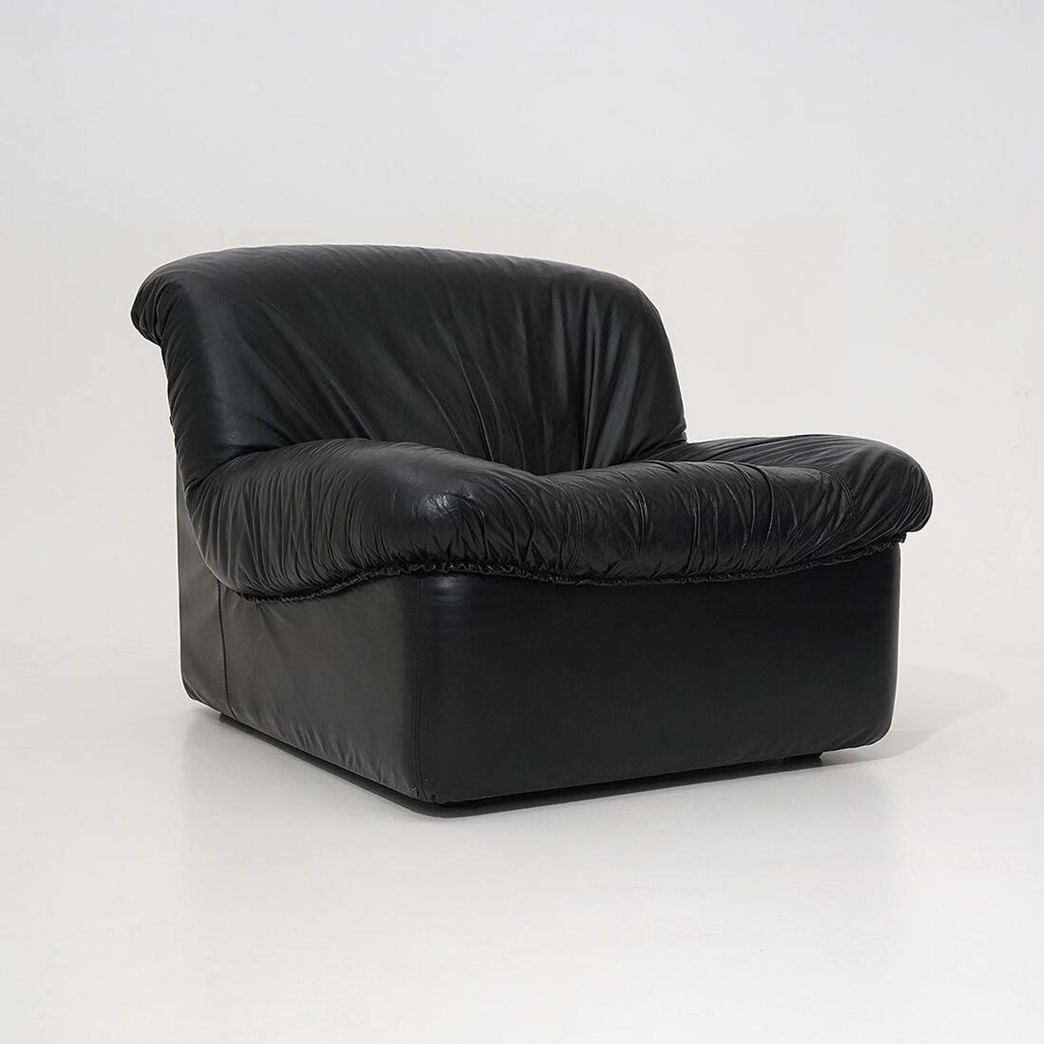 Modular black leather armchairs, 1970s