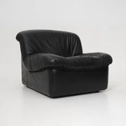 Modular black leather armchairs, 1970s