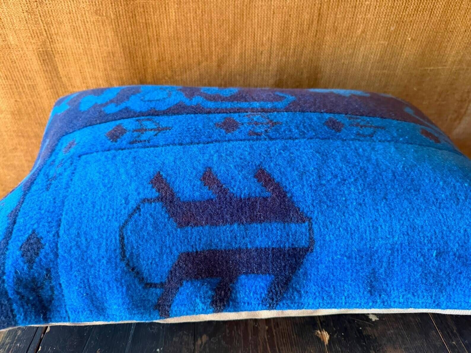 Vintage Turkish Wool Dragon Pillow, Kilim Lumbar Cushion Cover